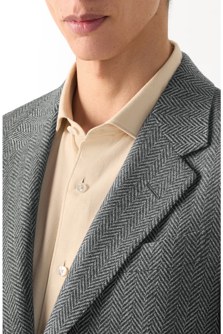 Lago Style Herringbone Cashmere Blazer, Alternate, color, DARK GREY