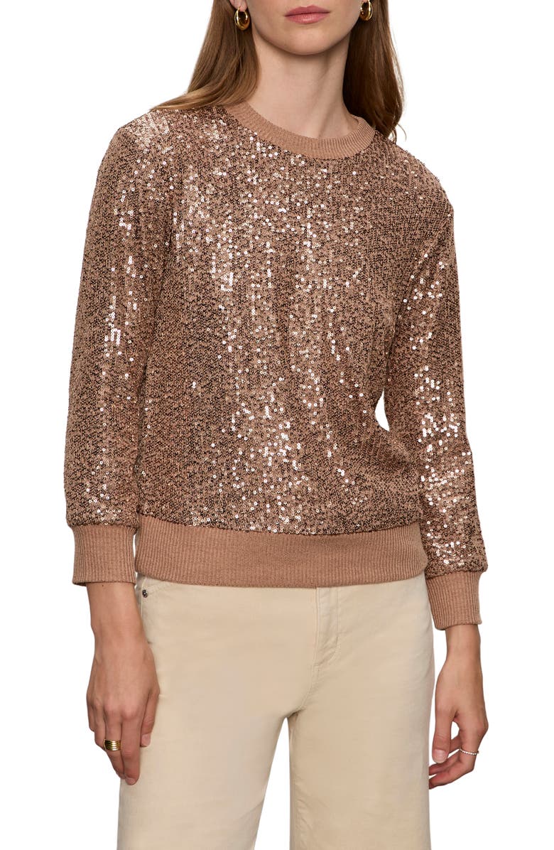 Sanctuary Relaxed Sparkle Knit Top, Main, color, Mocha