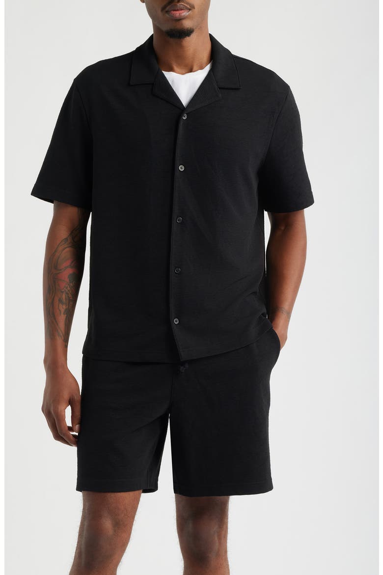Knit Camp Shirt, Main, color, BLACK