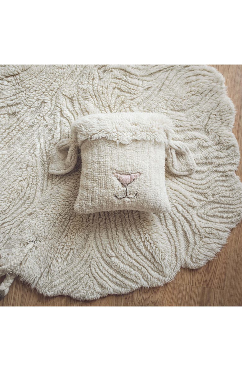 Lorena Canals Woolable Cushion Pink Nose Sheep, Alternate, color, Sheep White,  Sandstone