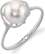 The Pearl Source 14K Gold Akoya Pearl Raven Ring