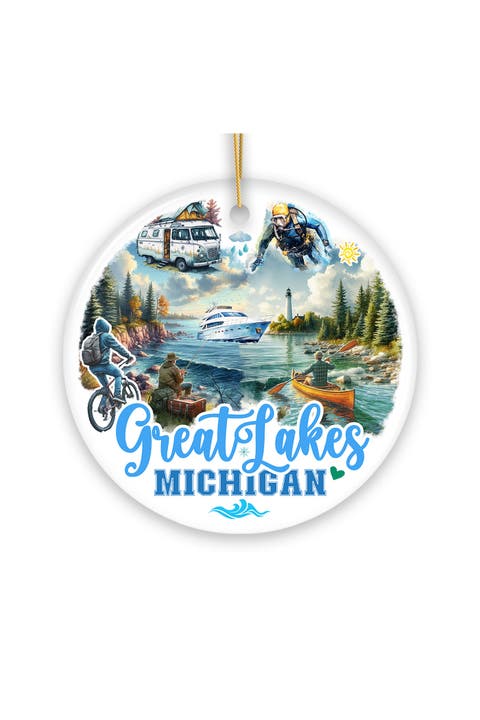 Great Lakes Michigan Lighthouse Ornament - Version 2