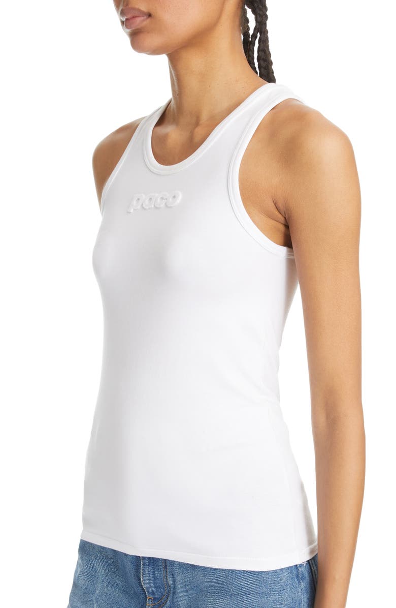 Rabanne Logo Jacquard Cotton Racerback Tank, Alternate, color,