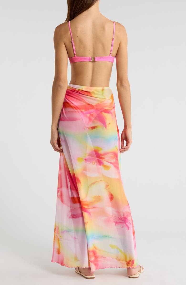 Kulani Kinis Sheer Mesh Cover-Up Maxi Skirt, Alternate, color, Frangipani Swirl