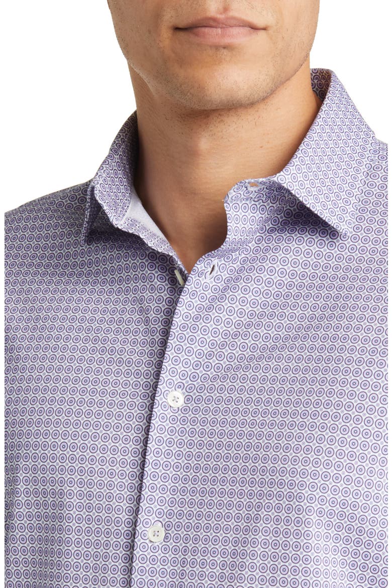 James OoohCotton® Geometric Print Stretch Cotton Button-Up Shirt, Alternate, color, LAVENDER