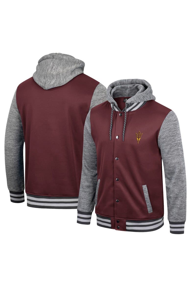 Men's Colosseum Maroon Arizona State Sun Devils Robinson Hoodie Full-Snap Jacket, Main, color, Maroon