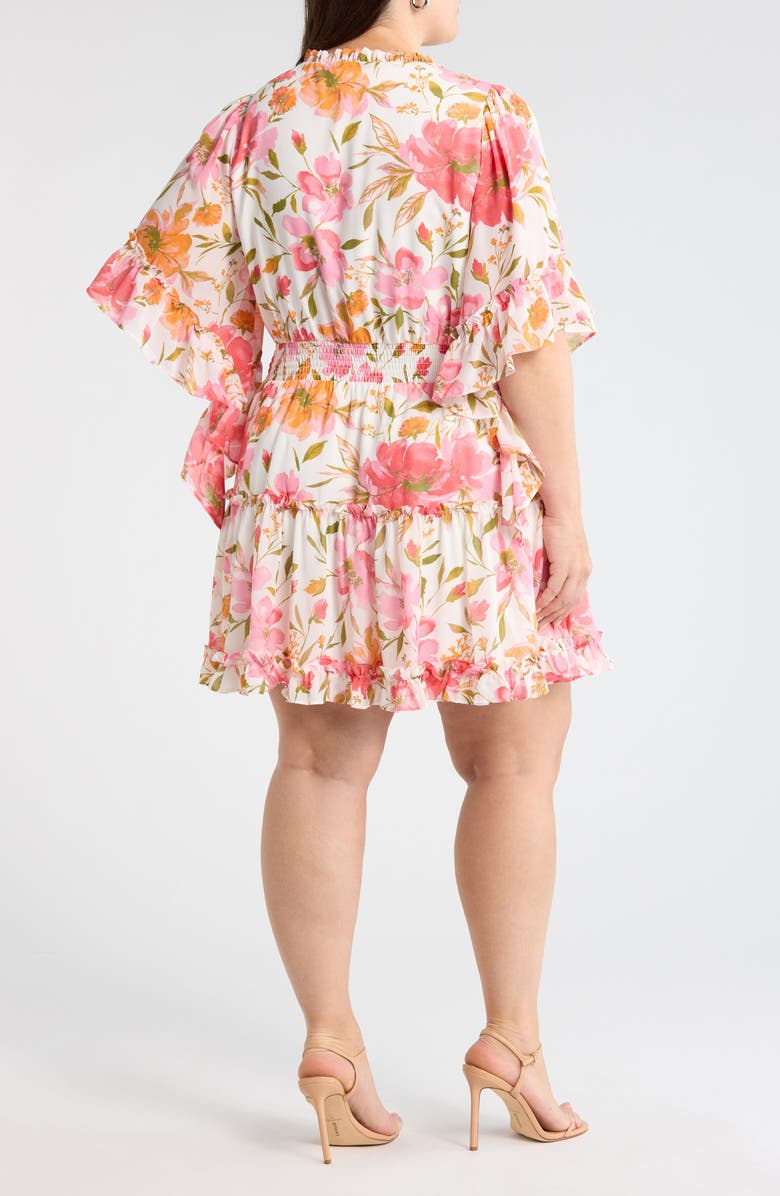 SUGARLIPS Maldonado Floral Ruffle Trim Dress, Alternate, color, White-Pink-Multi