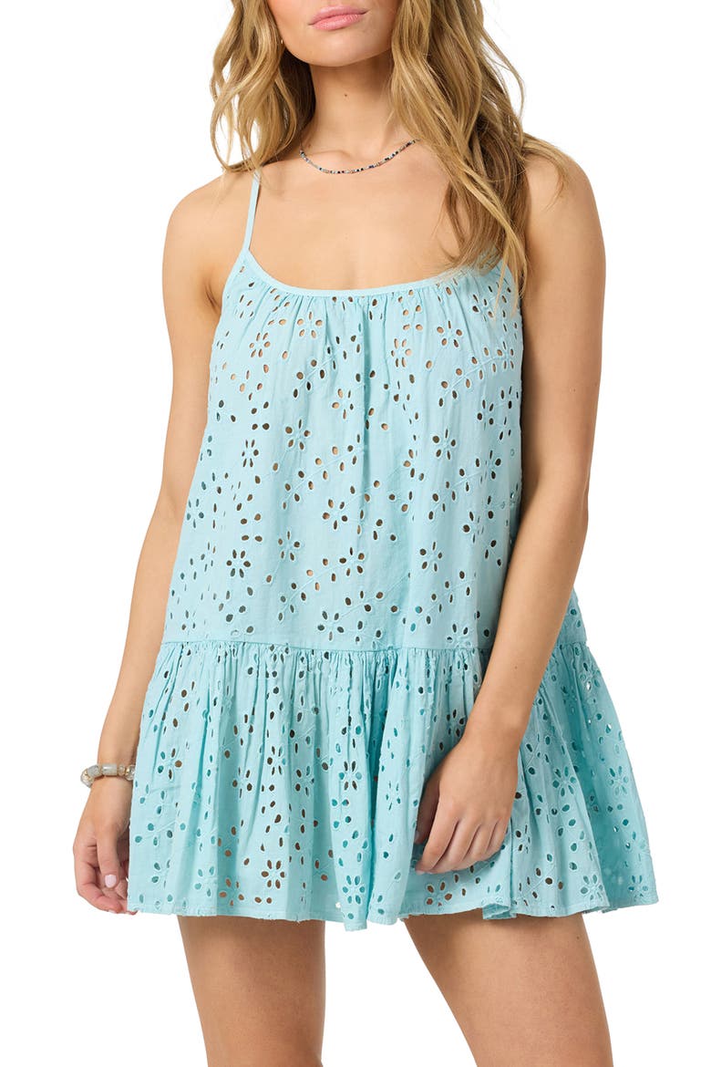 Kylee Cotton Eyelet Cover-Up Minidress, Alternate, color, STRATOSPHERE