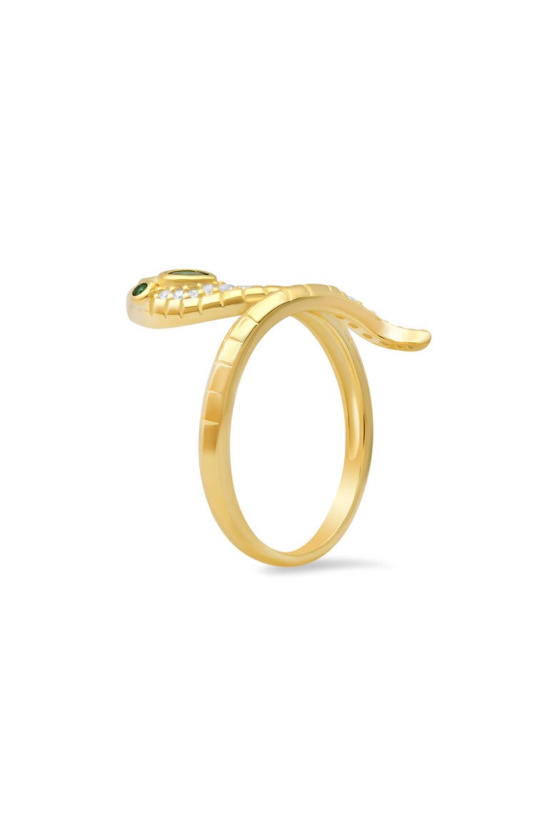 Sterling Silver CZ Snake Coil Ring, Alternate, color, GOLD