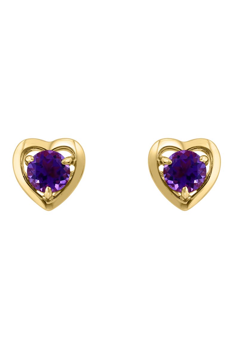 Amethyst Heart Stud Earrings, Main, color, PURPLE