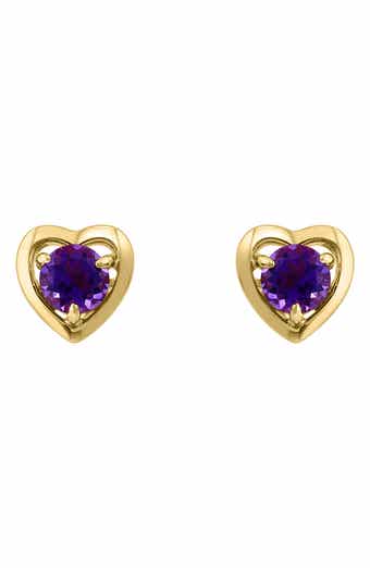 Amethyst Heart Stud Earrings