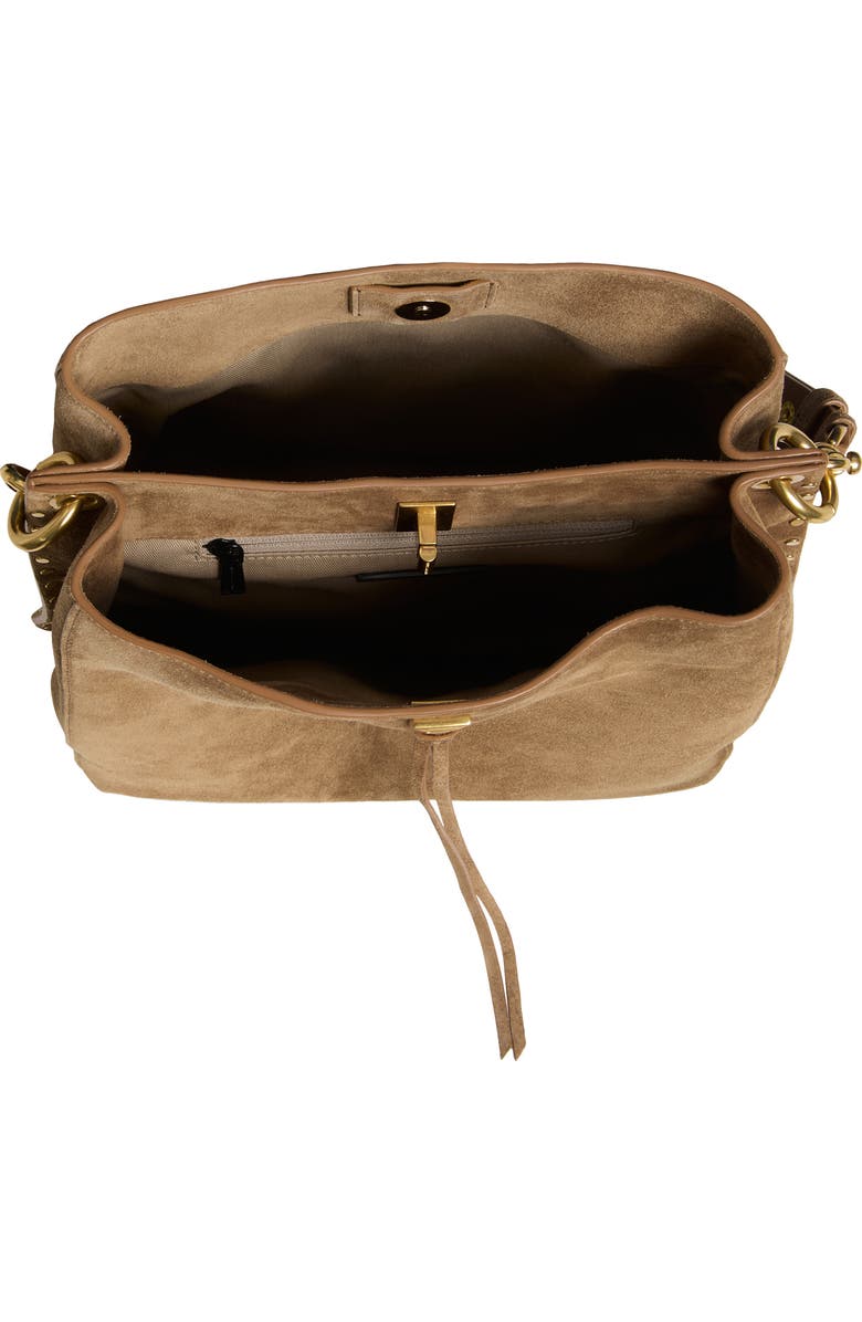 Rebecca Minkoff Darren Suede Shoulder Bag, Alternate, color, Praline