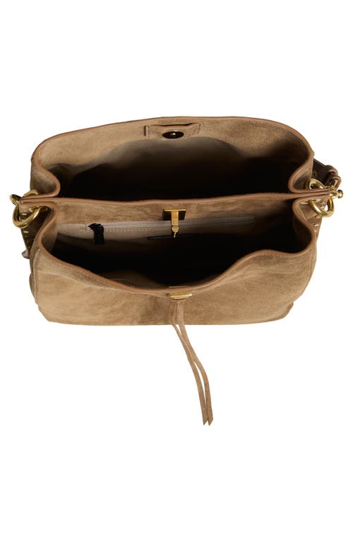 Rebecca Minkoff Darren Stud Suede Shoulder Bag In Praline