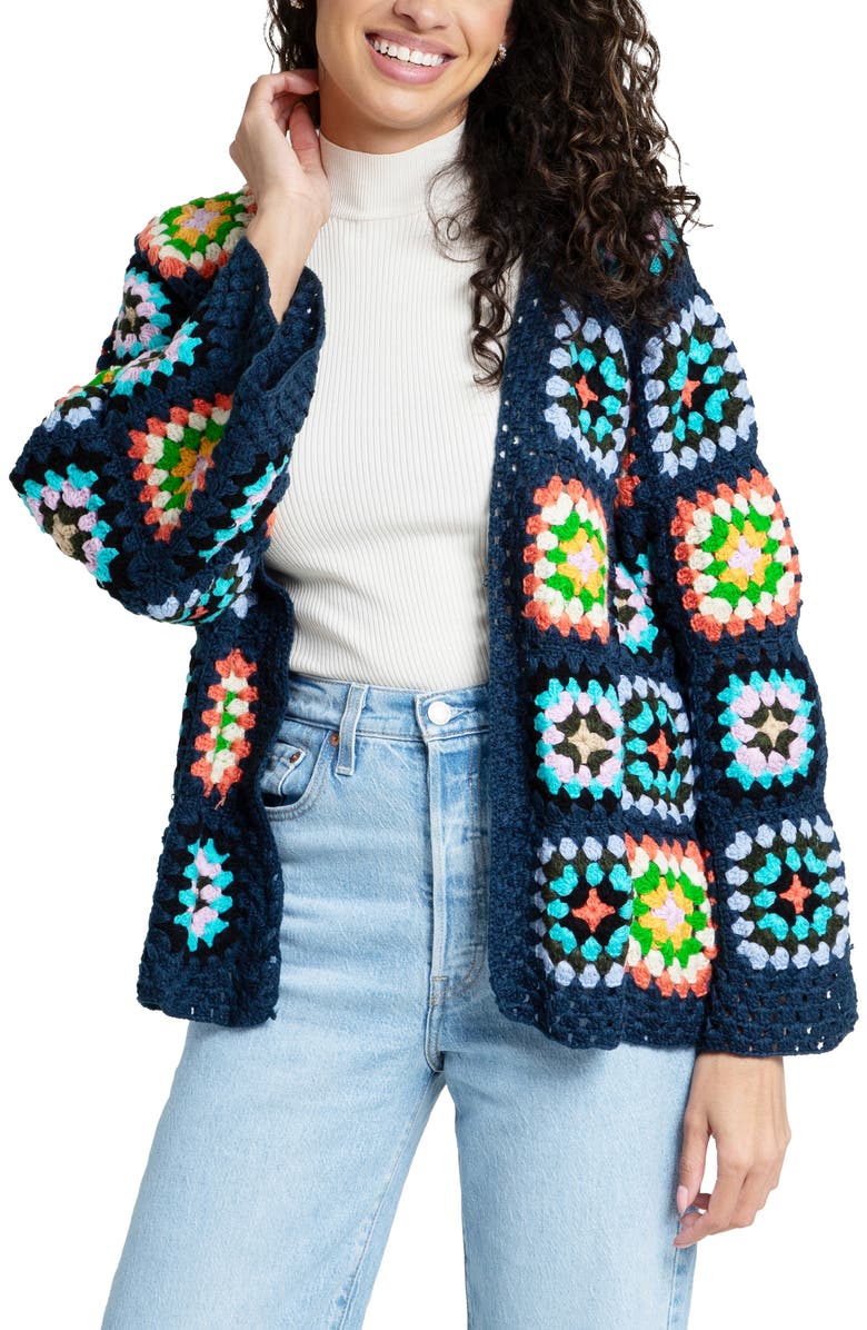 SAACHI Granny Square Crochet Cardigan, Main, color,