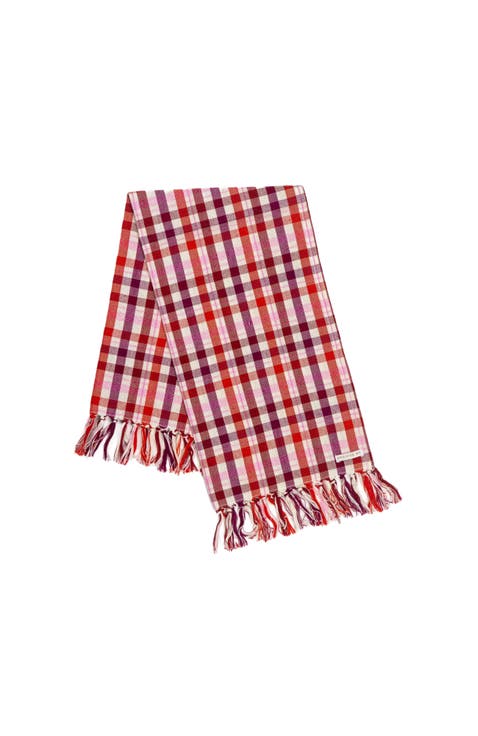 Festive Handwoven Plaid Cotton Kitchen Towel