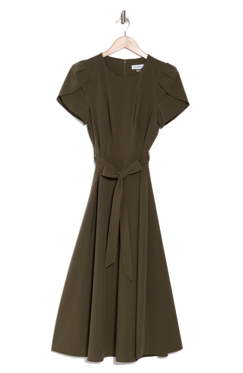 Calvin Klein Tulip Sleeve Fit & Flare Midi Dress, Alternate, color,