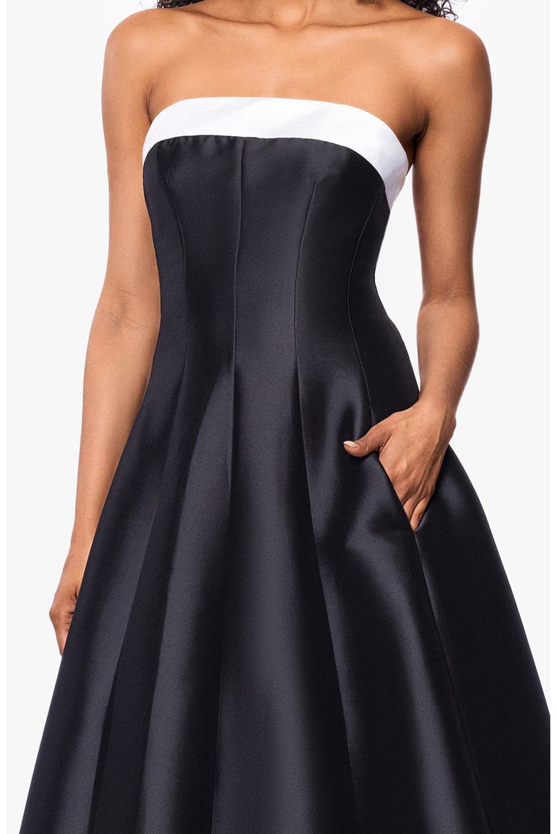 Contrast Strapless Mikado Ballgown, Alternate, color, BLACK/ WHITE