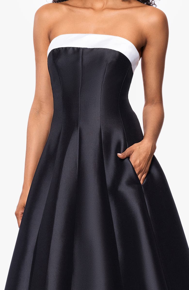 Betsy & Adam Contrast Strapless Mikado Ballgown, Alternate, color, 