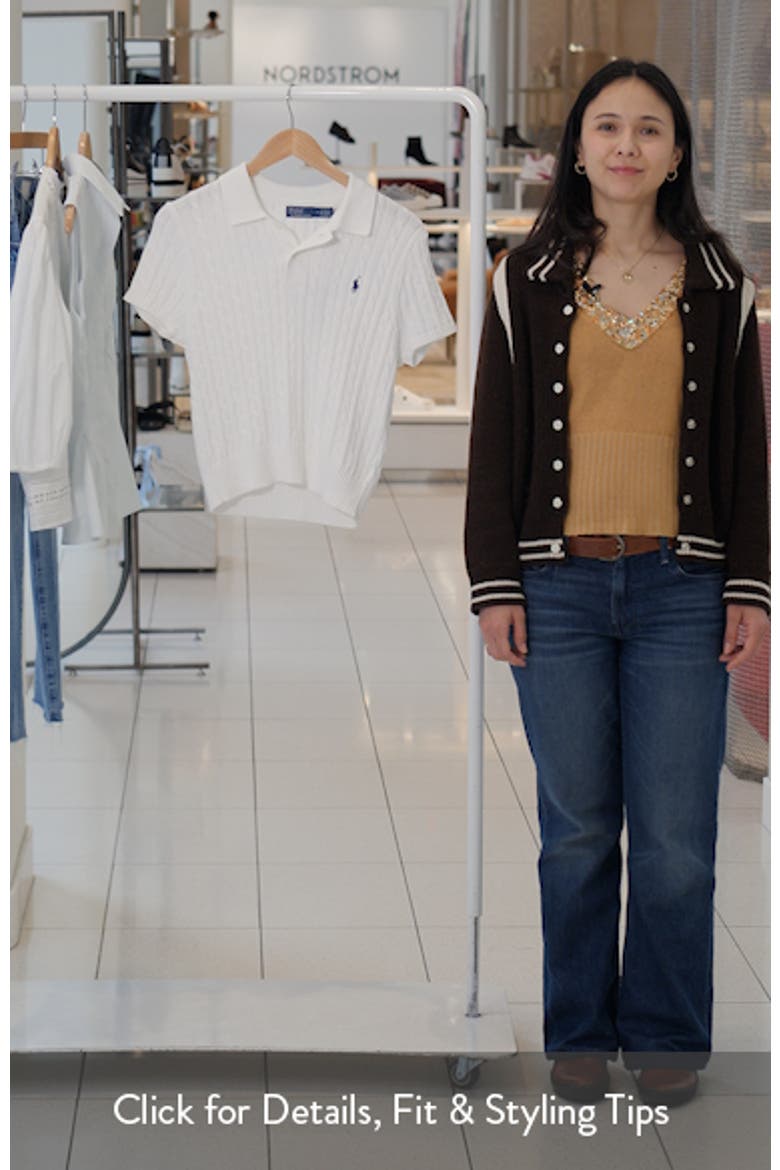 Cable Knit Crop Cotton Polo Sweater video