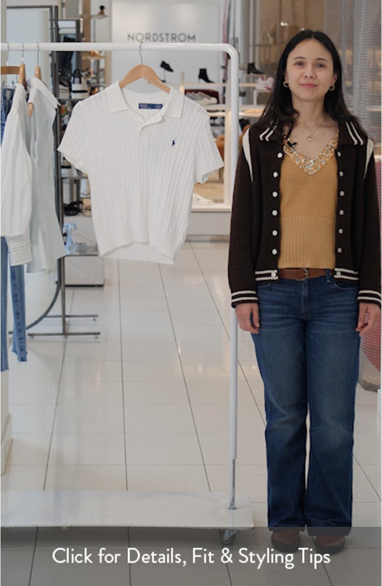 Cable Knit Crop Cotton Polo Sweater, sales video thumbnail