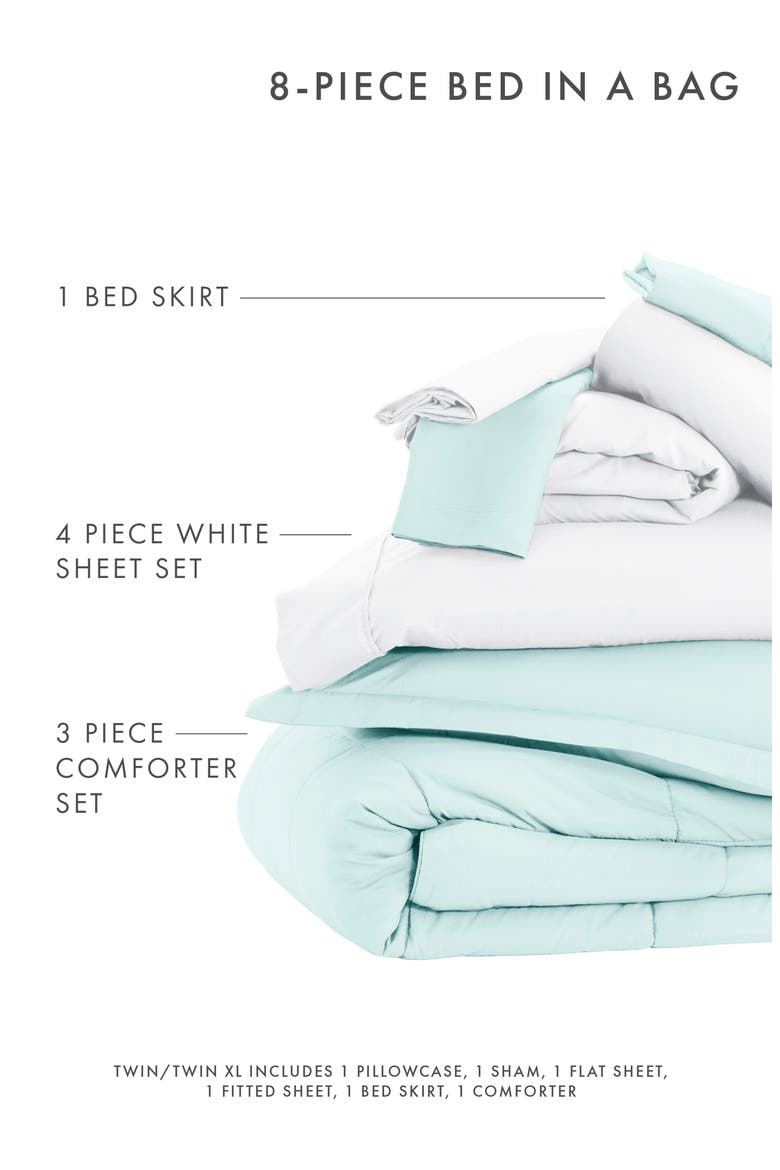 HOME SPUN Premium 8-Piece Bed In A Bag, Alternate, color, AQUA
