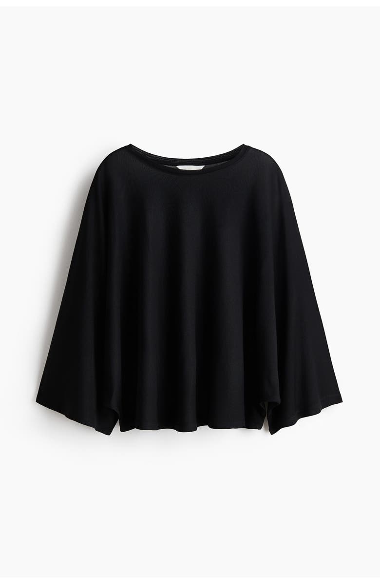 H&M Batwing-sleeved Jersey Top, Main, color, Black