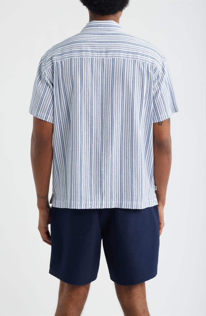 Obey Evans Stripe Camp Shirt, Alternate, color, Blue/ White Multi