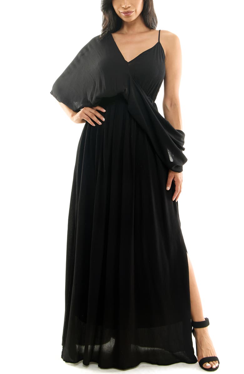 Nina Leonard V-Neck Smocked Waist Maxi Dress, Alternate, color, 