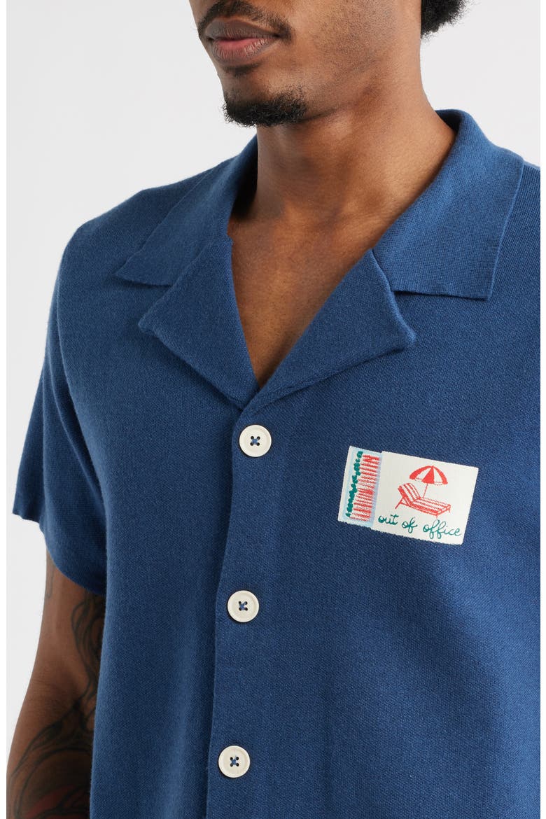 Out of Office Knit Button-Up Camp Shirt, Alternate, color, BLUE