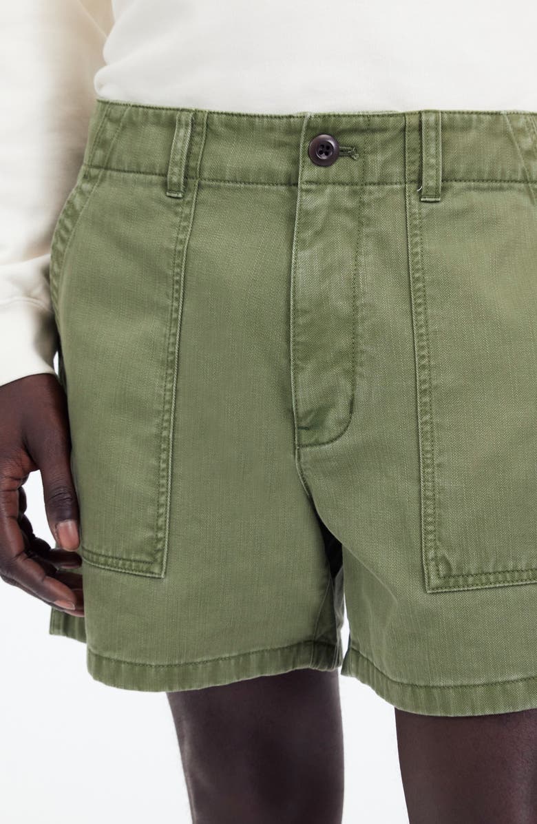 Madewell Fatigue Garment Dyed Cotton Twill Shorts, Alternate, color, Palm Tree