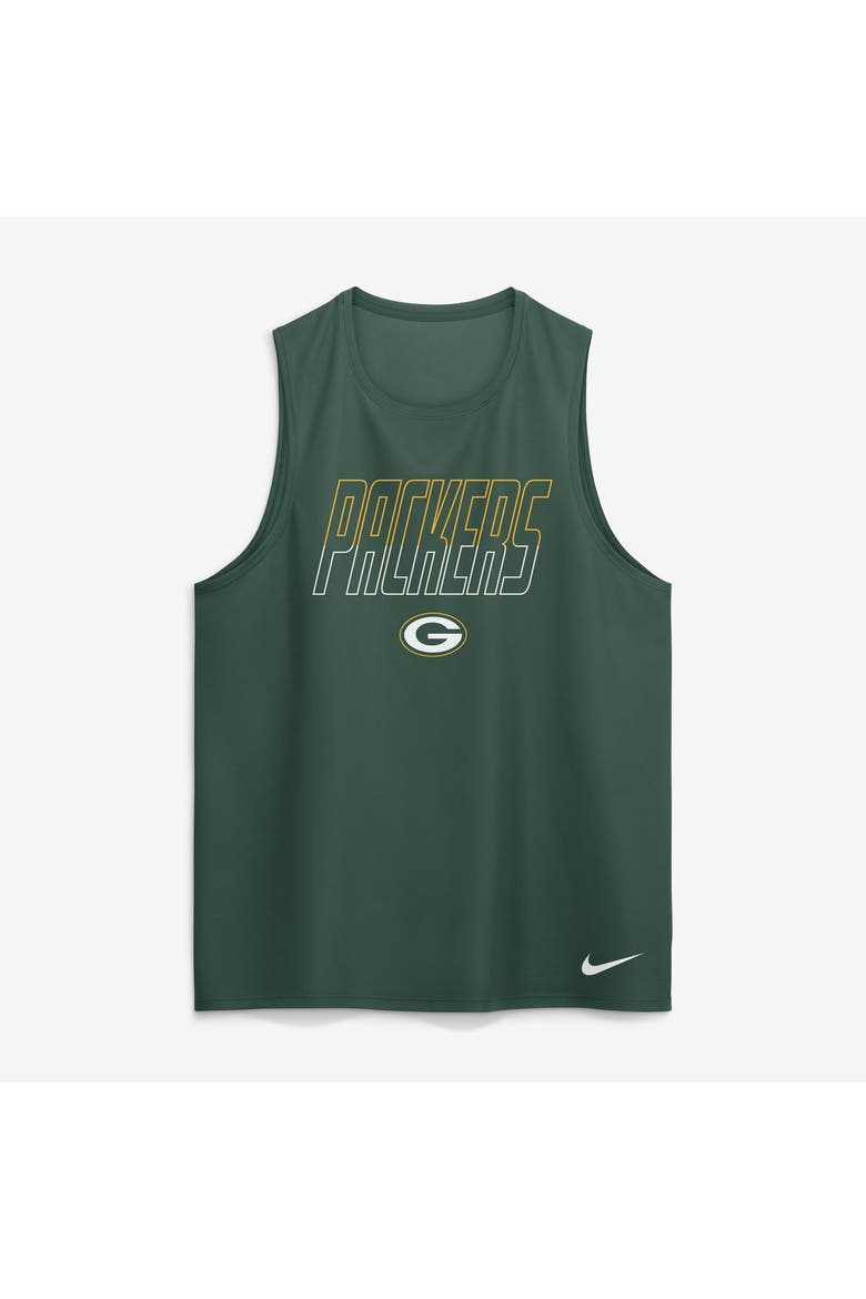 Men's Nike Green Green Bay Packers Kickoff Miler Dri-FIT Tank​ Top, Alternate, color, Green