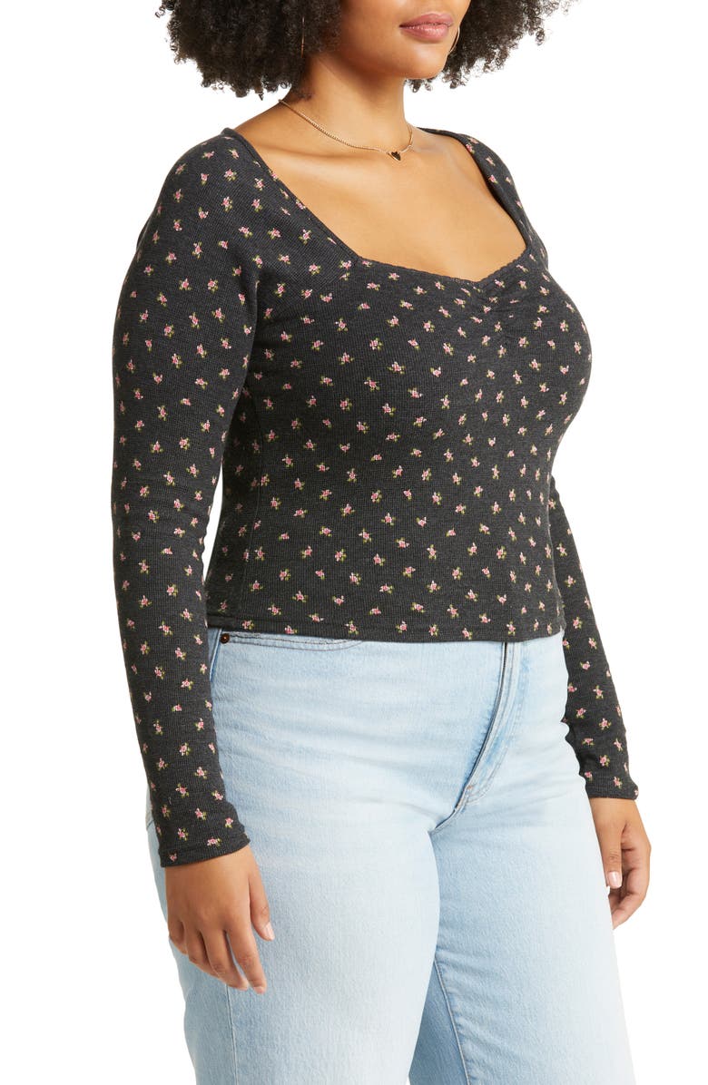 BP. Floral Print Thermal Long Sleeve Baby Tee, Alternate, color,