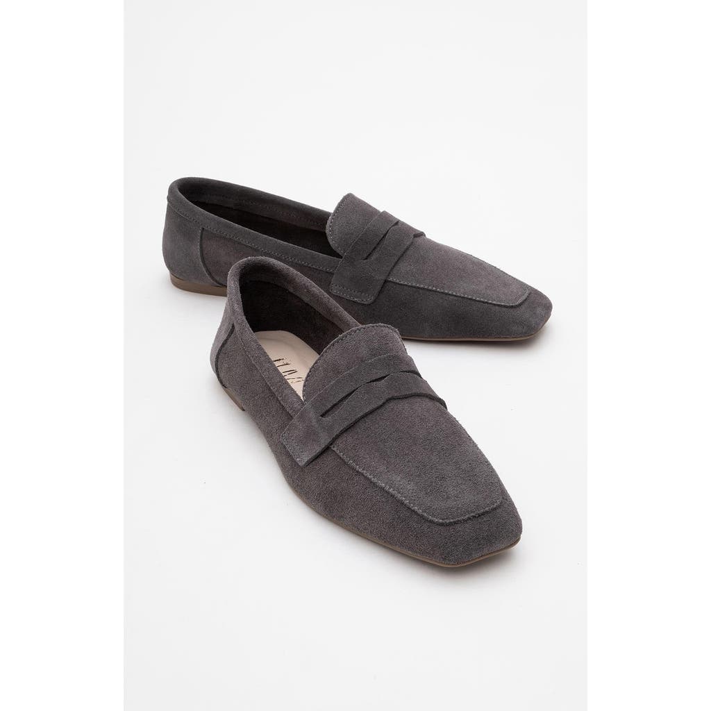 Forever & Always Shoes Morne Leather Loafers In Grey Suede Leather