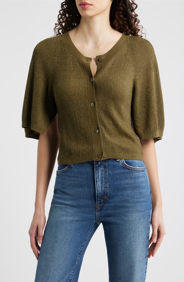 FRAME The Flounce Sweater, Main, color, Military Green