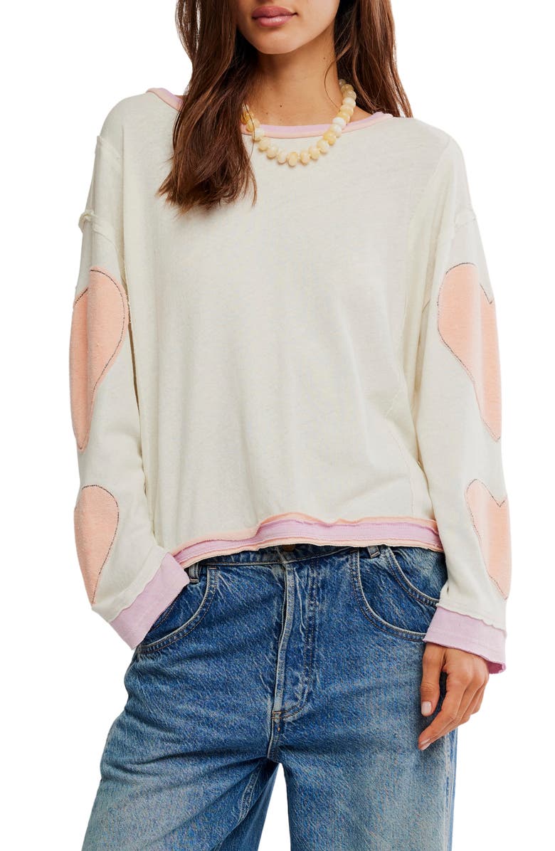 Free People You're a Star Cotton Knit Top, Main, color, Mint Heart Combo