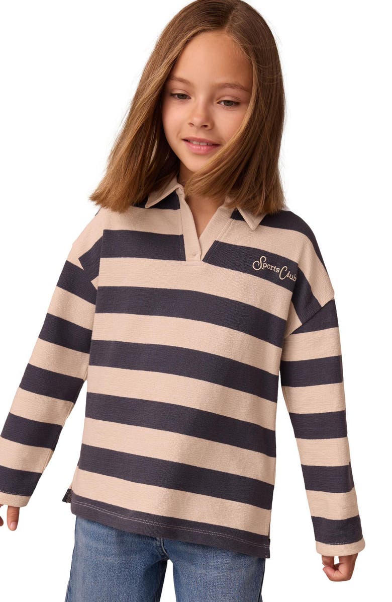 NEXT Kids' Stripe Cotton Rugby Polo, Alternate, color, Blue Multi