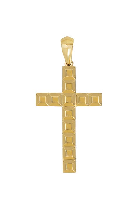 Solid 14K Yellow Gold Cross Heart top Religious Petite Charm Pendant