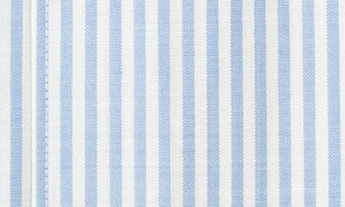 Eterna Modern Fit Merino Wool Stripe Button Front Shirt In Blue