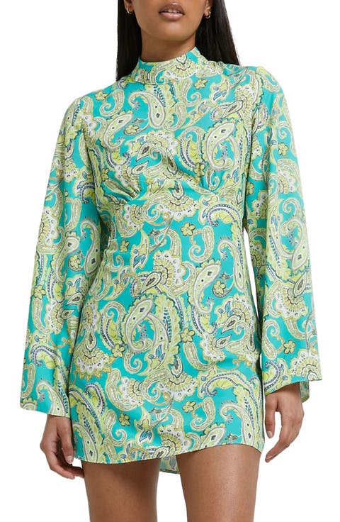 Luna Paisley Print Long Sleeve Dress