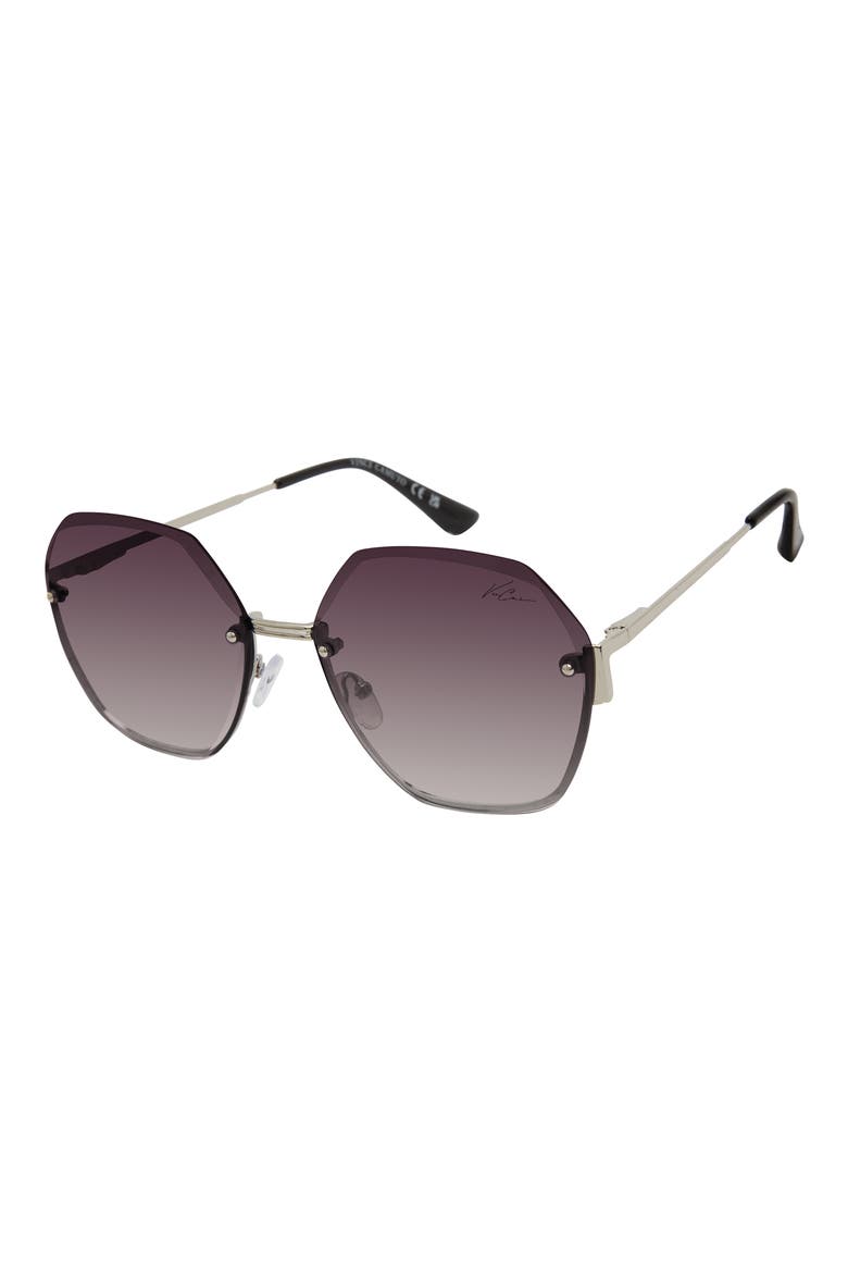 61mm Semi Rimless Metal Geometric Sunglasses, Main, color, SILVER