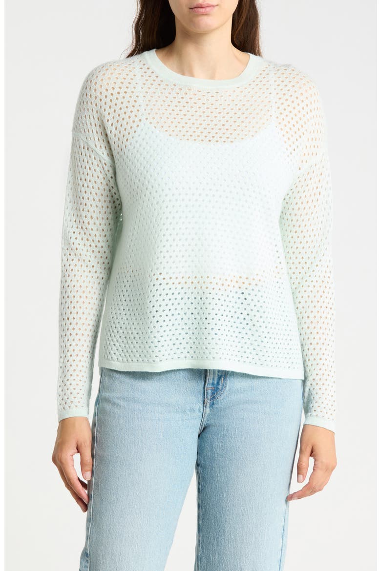 Philomena Open Knit Sweater, Main, color, LIGHT MINT