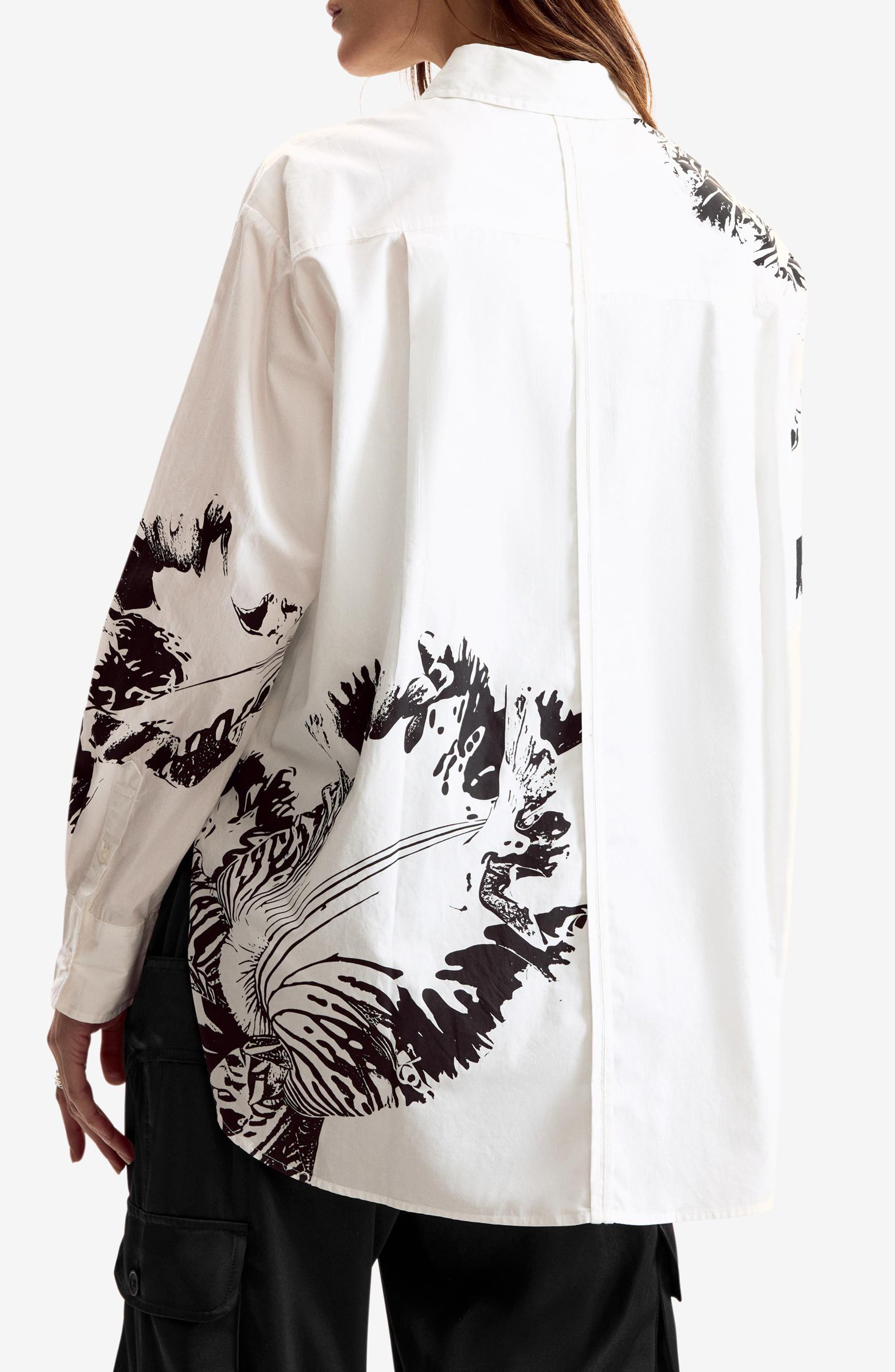 Oversize Cotton Poplin Button-Up Shirt - image 2