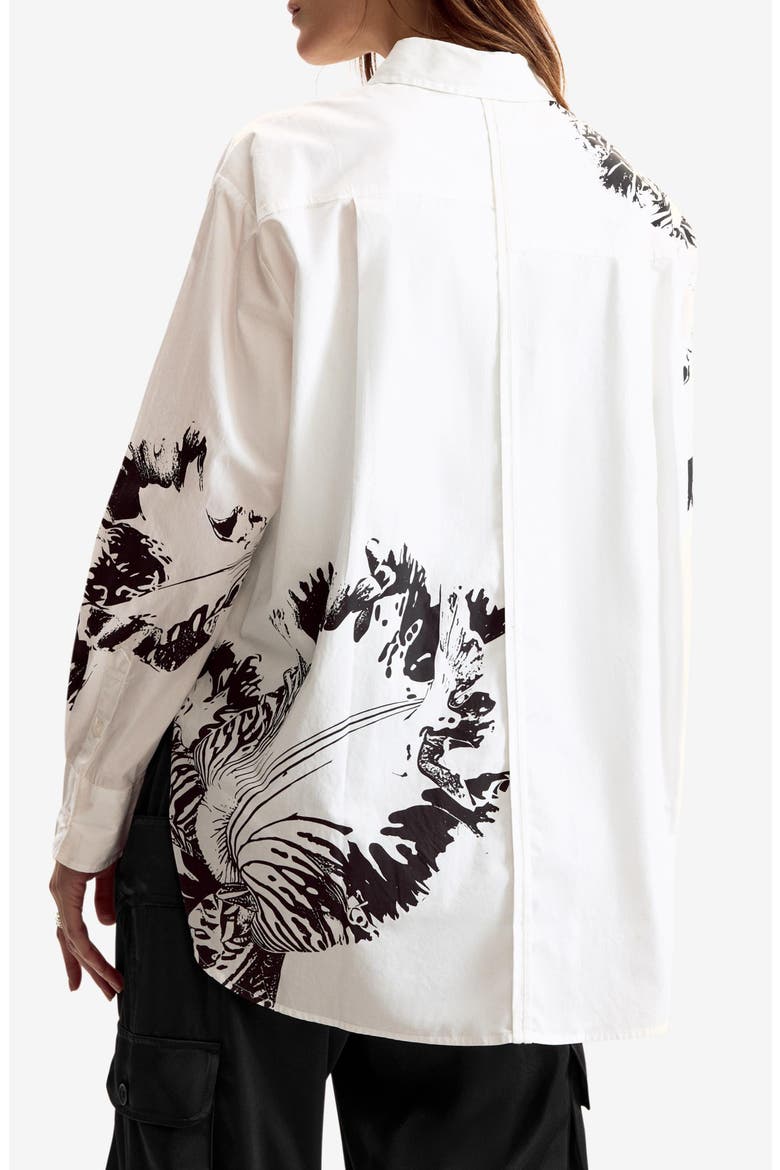 Oversize Cotton Poplin Button-Up Shirt, Alternate, color, WHITE