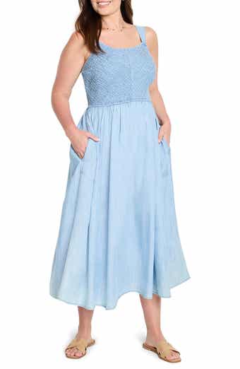 NIC+ZOE Sarah Smocked Chambray Sundress