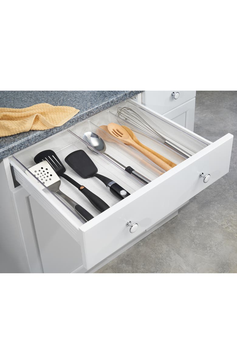 mDesign Plastic Adjustable/Expandable Drawer Storage Organizer, 4 Pack, Clear, Alternate, color, Clear