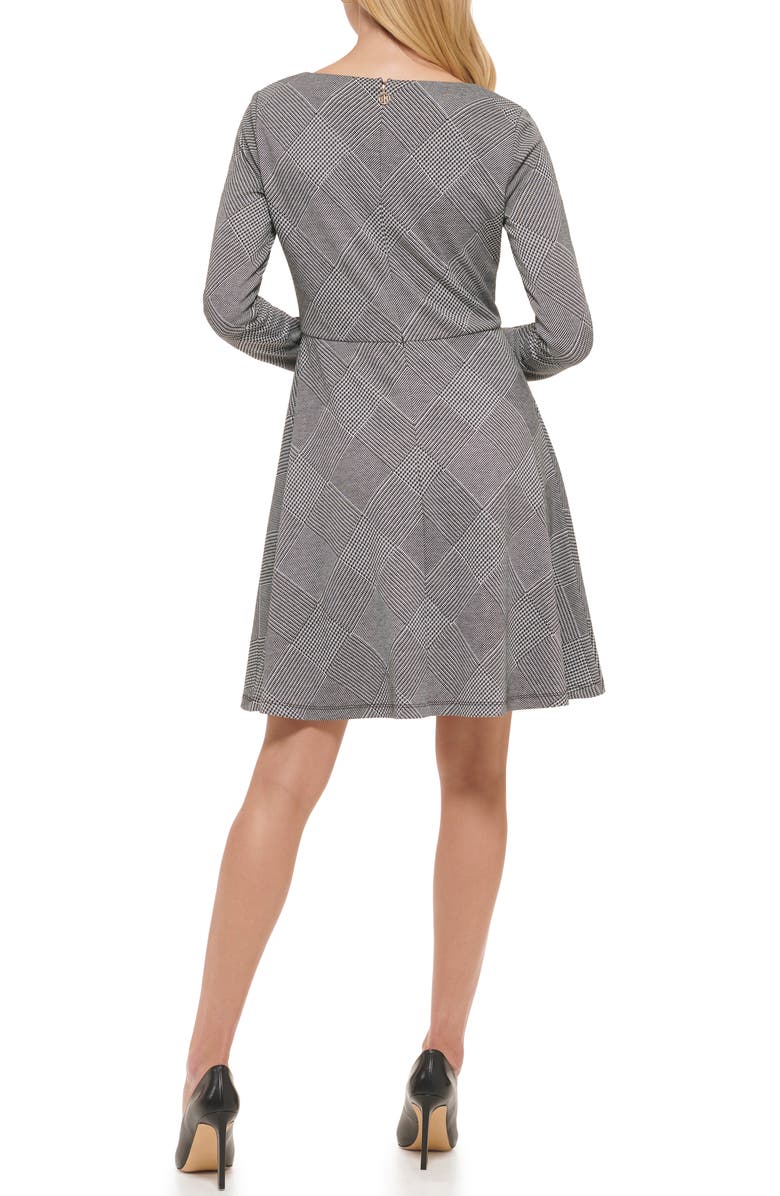 Tommy Hilfiger Diamond Checker Fit & Flare Dress, Alternate, color, Black/ Ivory