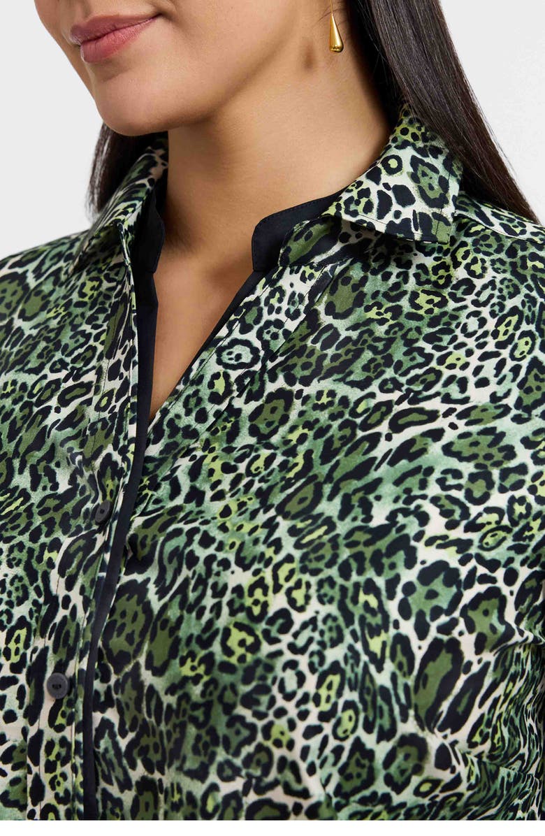 Foxcroft Marlee Leopard Print Cotton Button-Up Shirt, Alternate, color, 