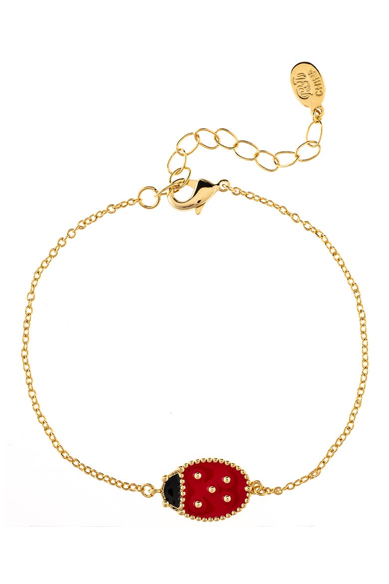 18K Gold Plated Ladybug Bracelet, Main, color, 18K GOLD CLAD