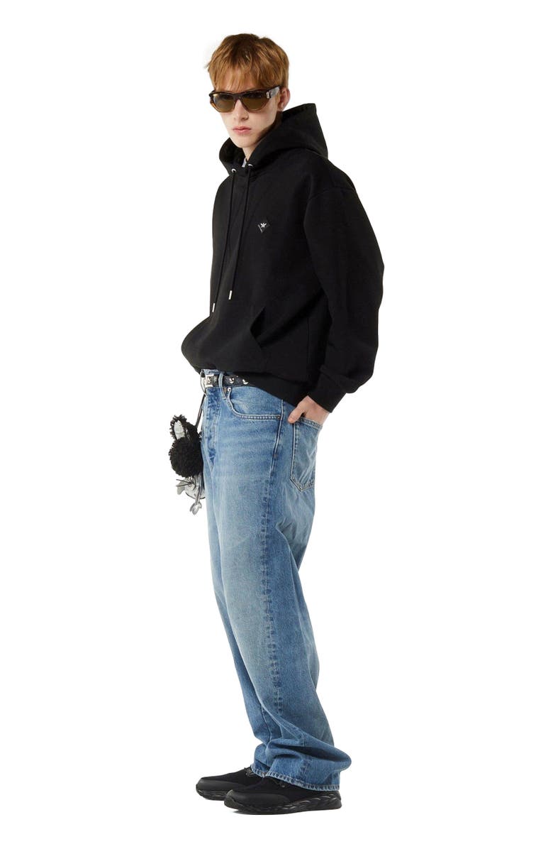 MCM Essential Logo Patch Ponte Hoodie, Alternate, color, Black