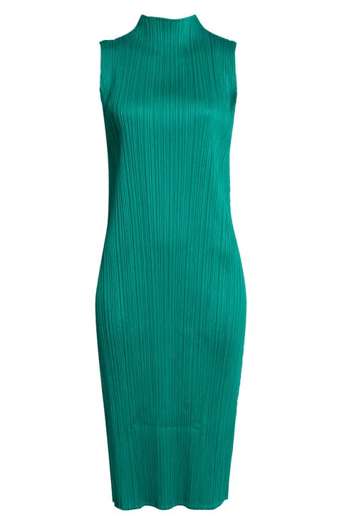 Monthly Colors July Pleated Sleeveless Midi Dress